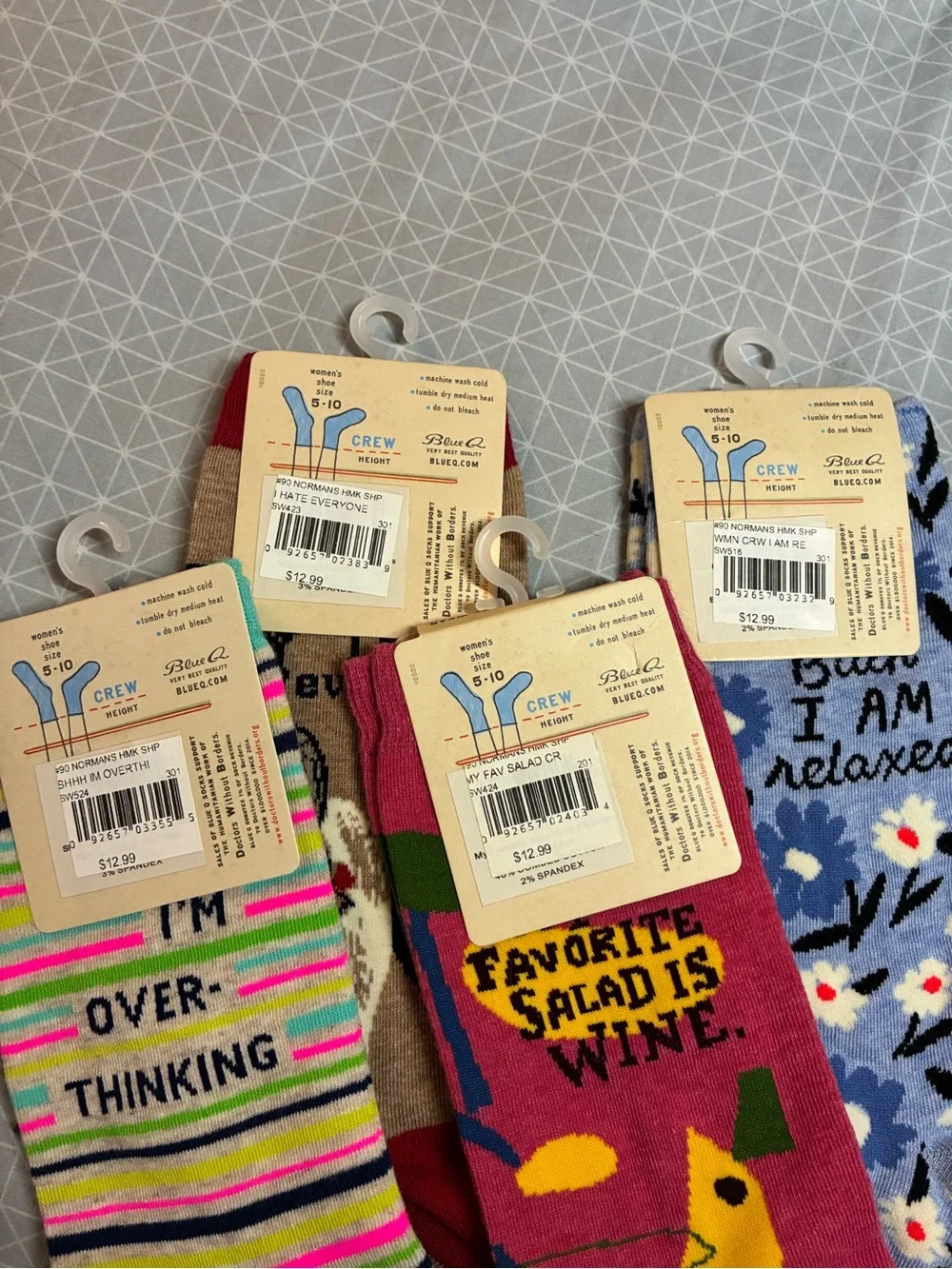 NWT Lot of 4 Blue Q Snarky Funny Socks